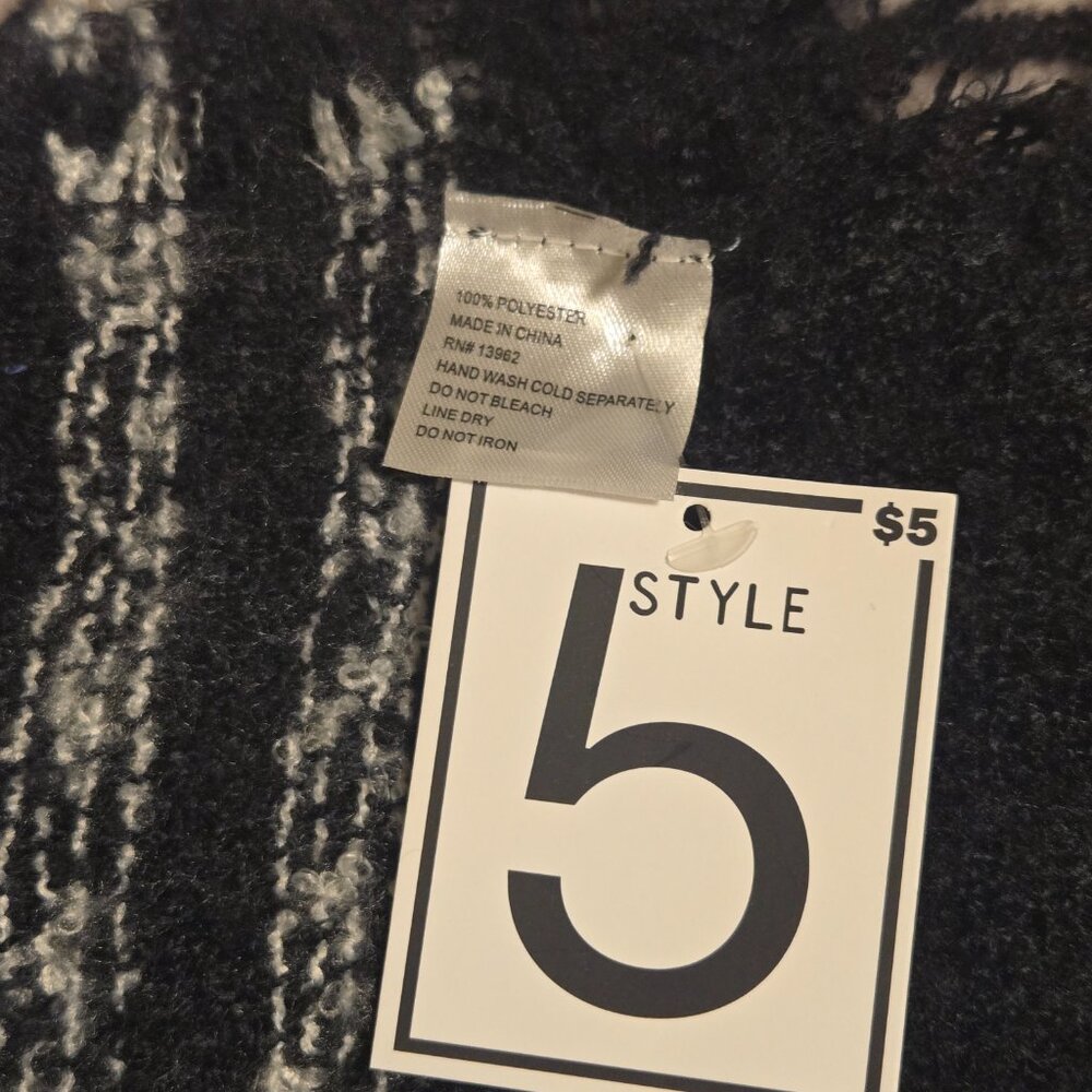 Black/White Scarf (40 in by 48 in) - Picture 3 of 3